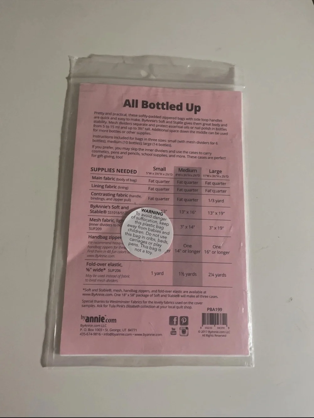 All bottled up By Annie pattern